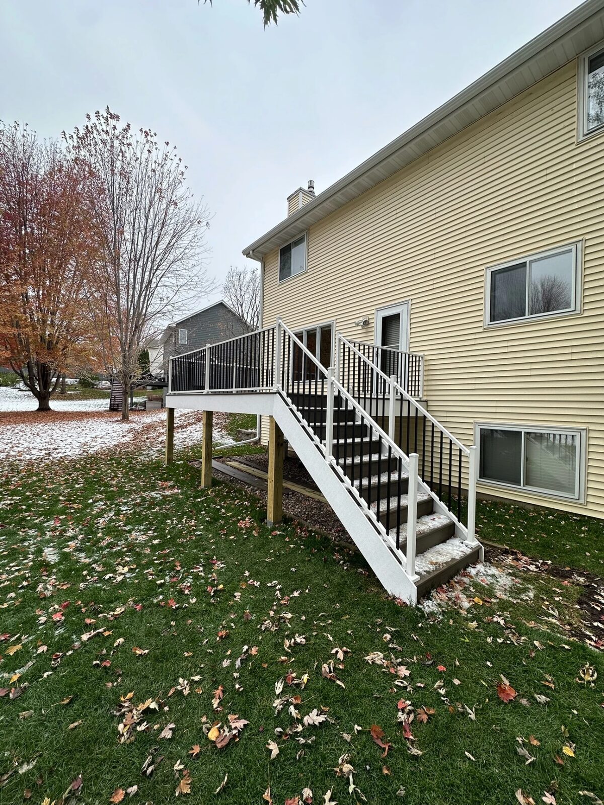 White rail deck and stairs