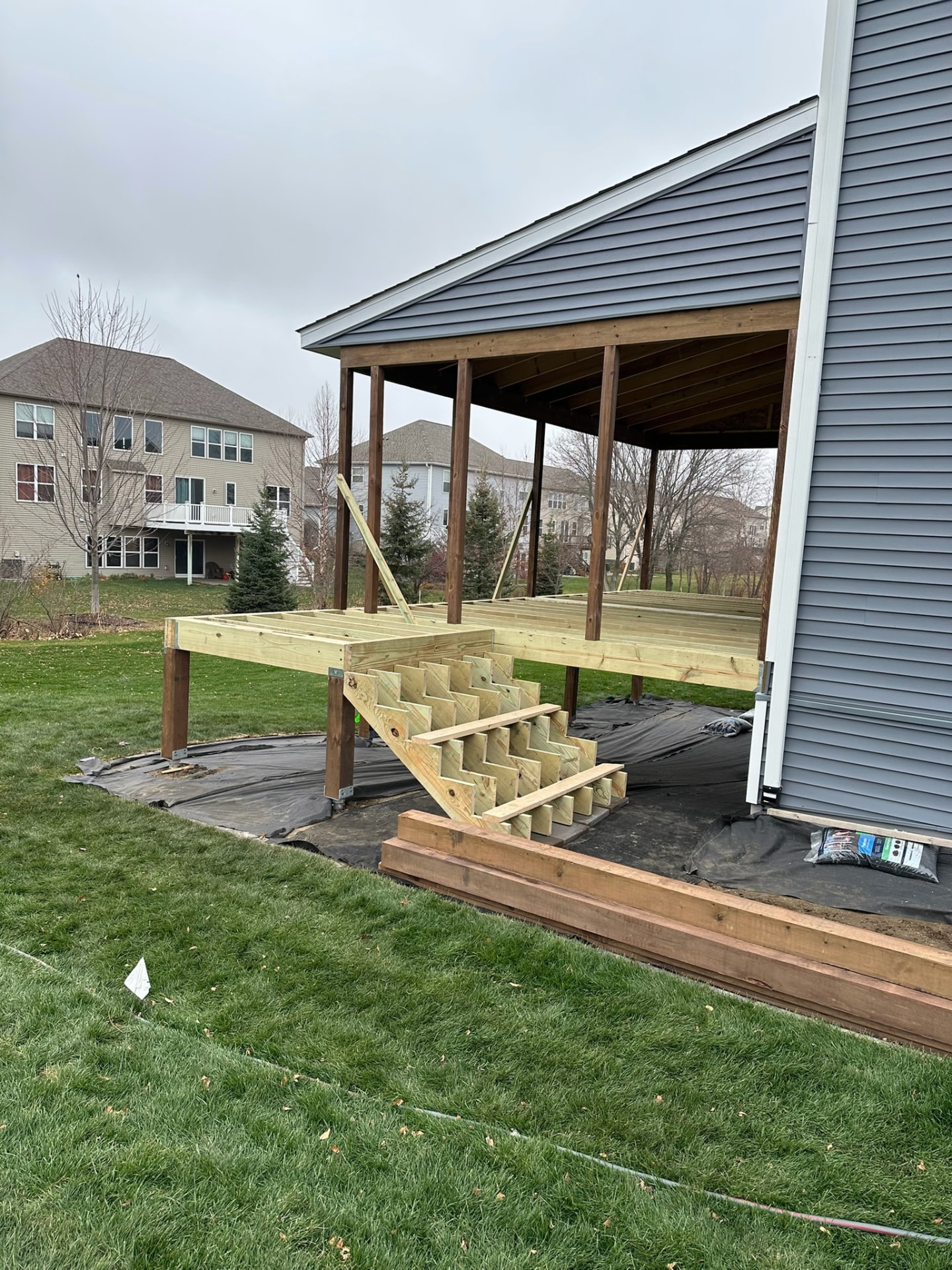 Covered deck framing