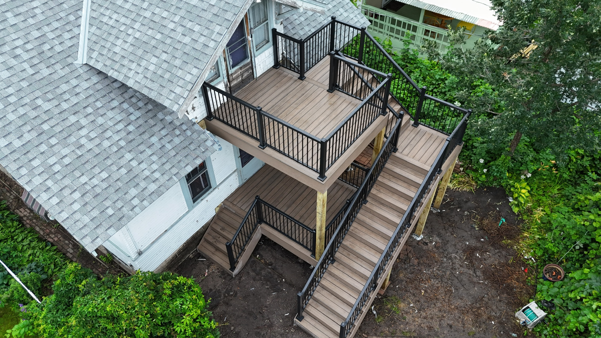 Two-story deck with stair tower