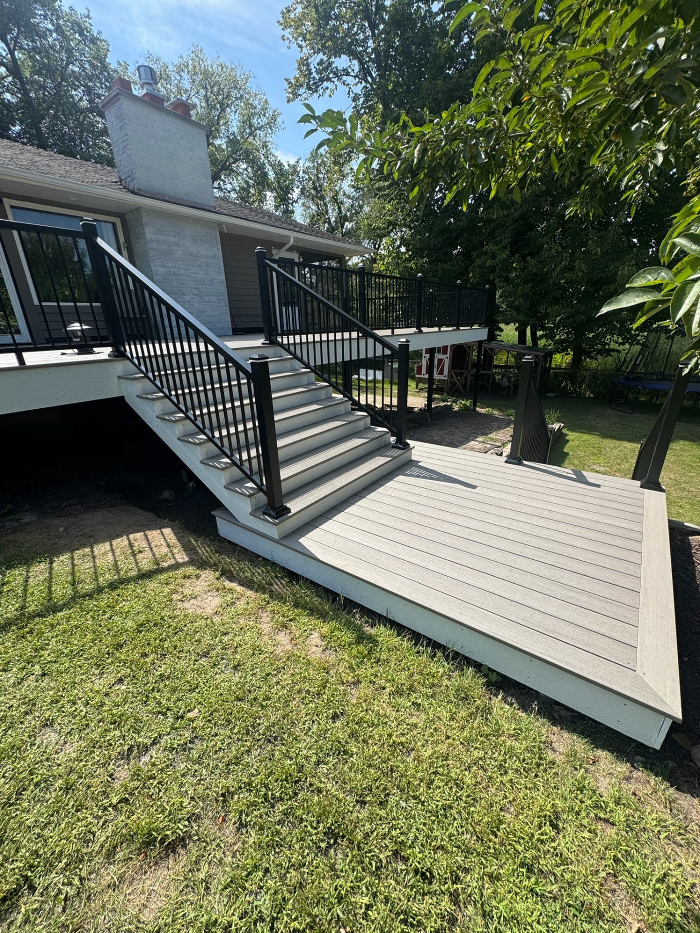 Raised deck with stair landing