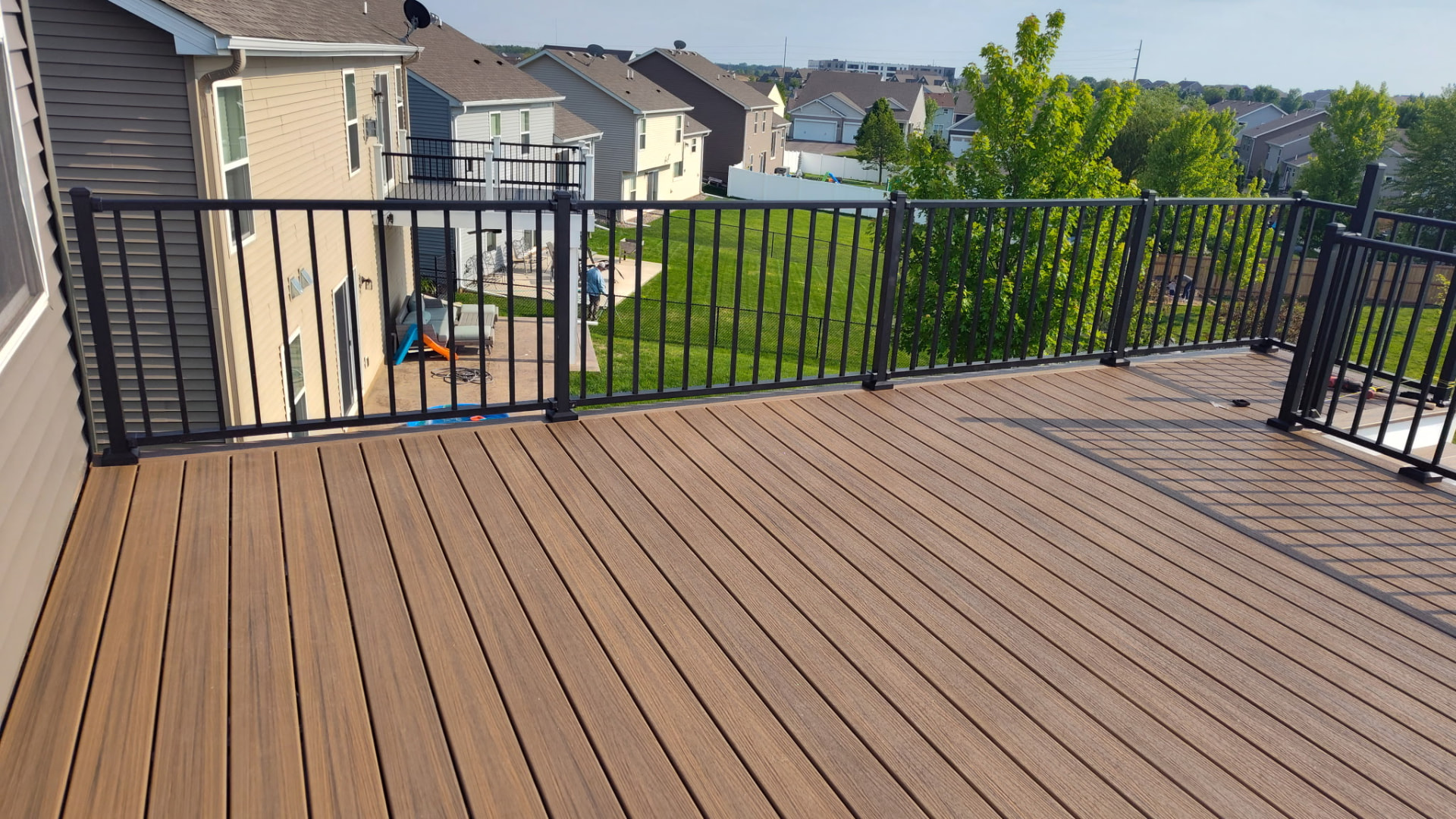 Wide elevated composite deck