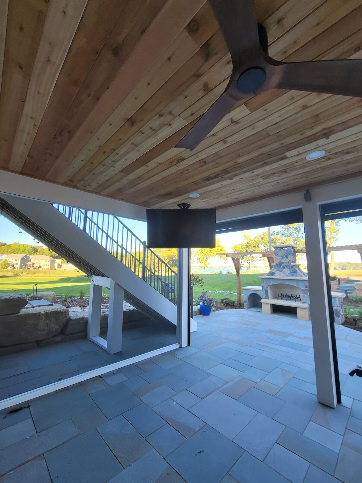 Cedar-ceiling covered patio