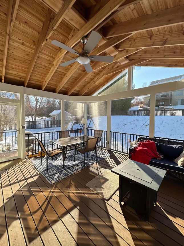 Louvered cedar pergola