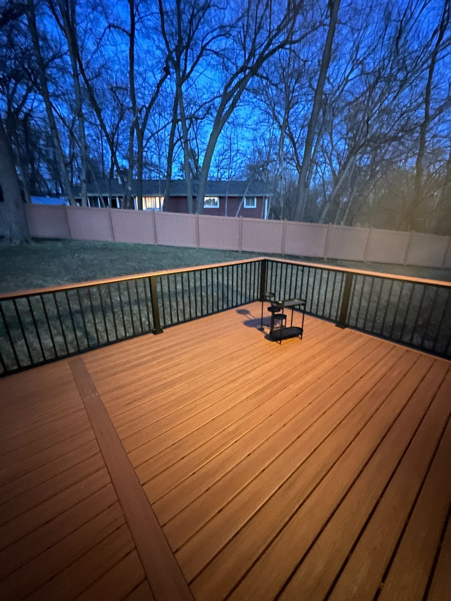 Evening-lit composite deck